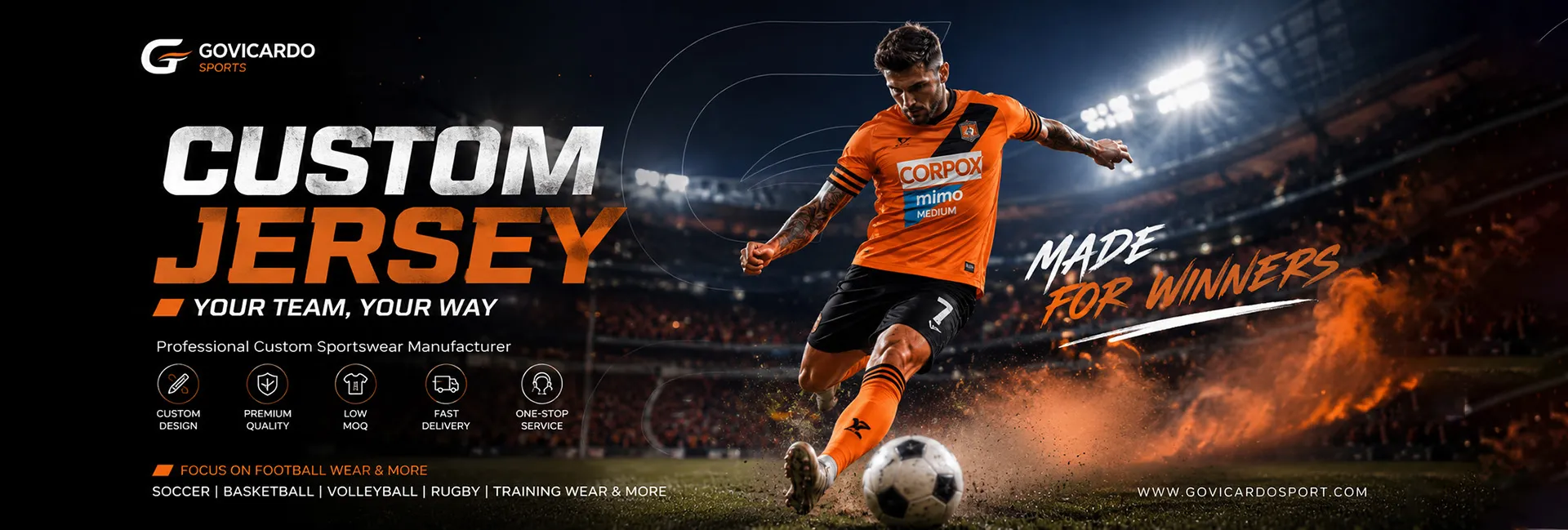 Govicardo custom football jersey and sportswear manufacturer for teams, clubs and private label brands