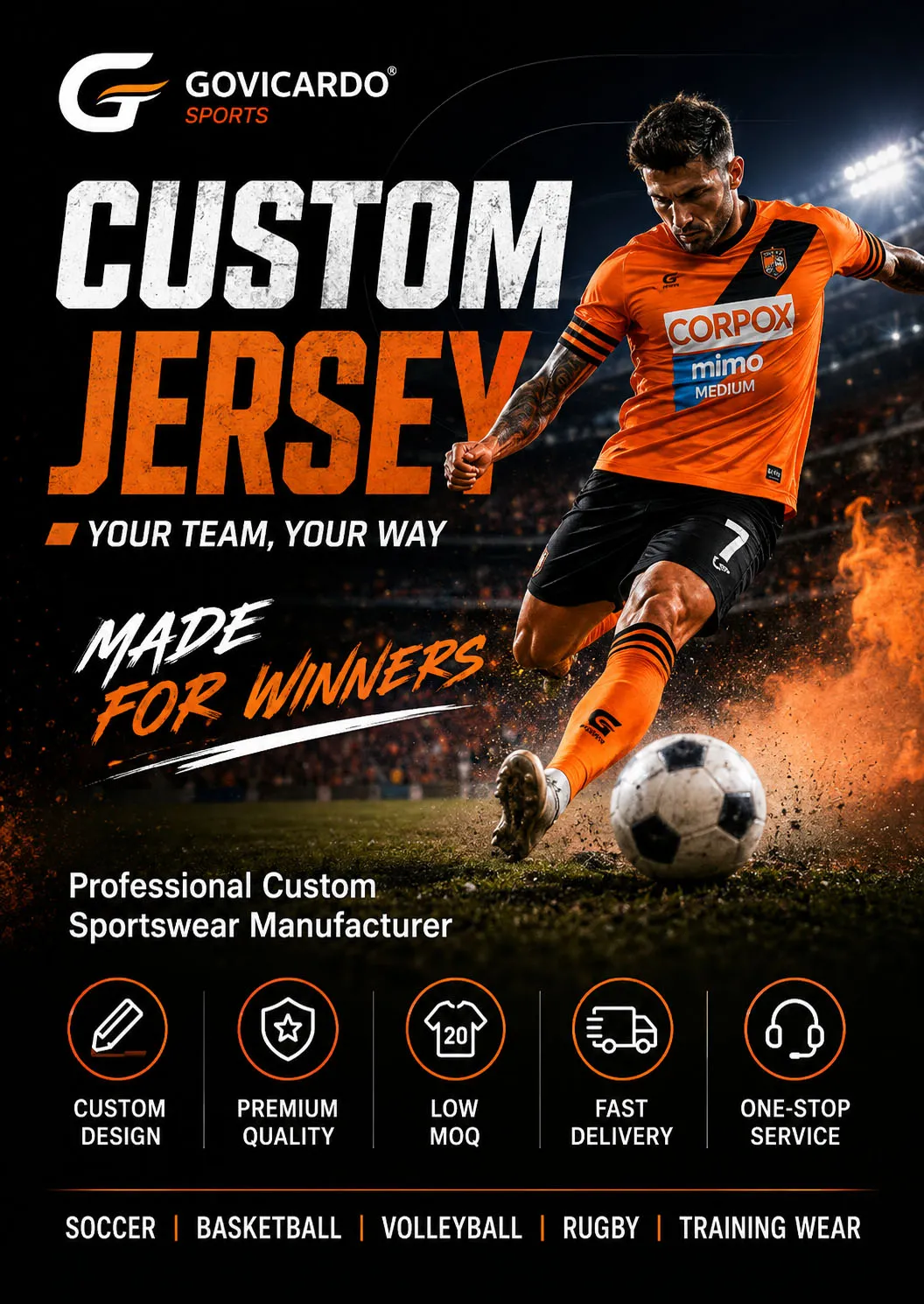 Custom sports jerseys and team uniforms manufacturer - Govicardo