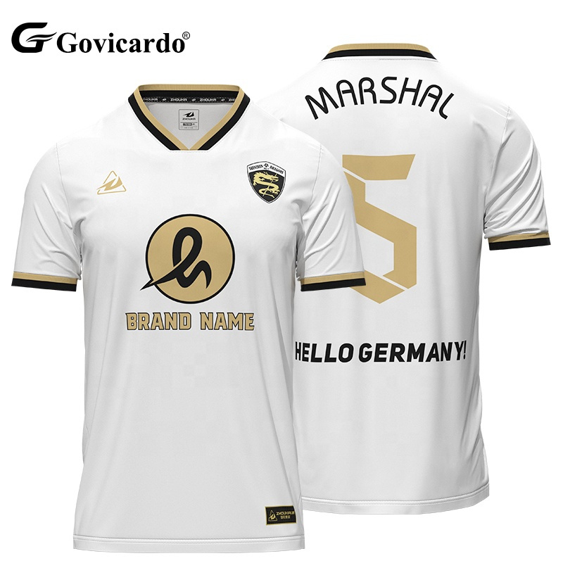 OEM Custom Embossed Soccer Jersey Polyester Digital Print with Name & Number Breathable for Men Adult Football Team Uniform