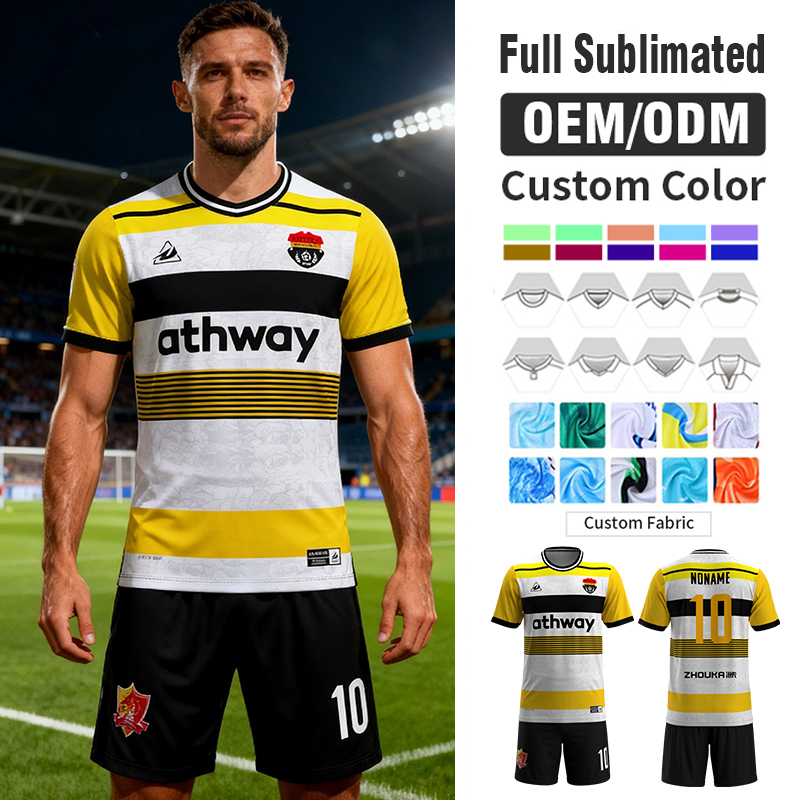 Custom Sublimated Striped Soccer Jerseys Set Maillot De Football Personnalisé Sports Kit Football Jersey Men Soccer Uniforms
