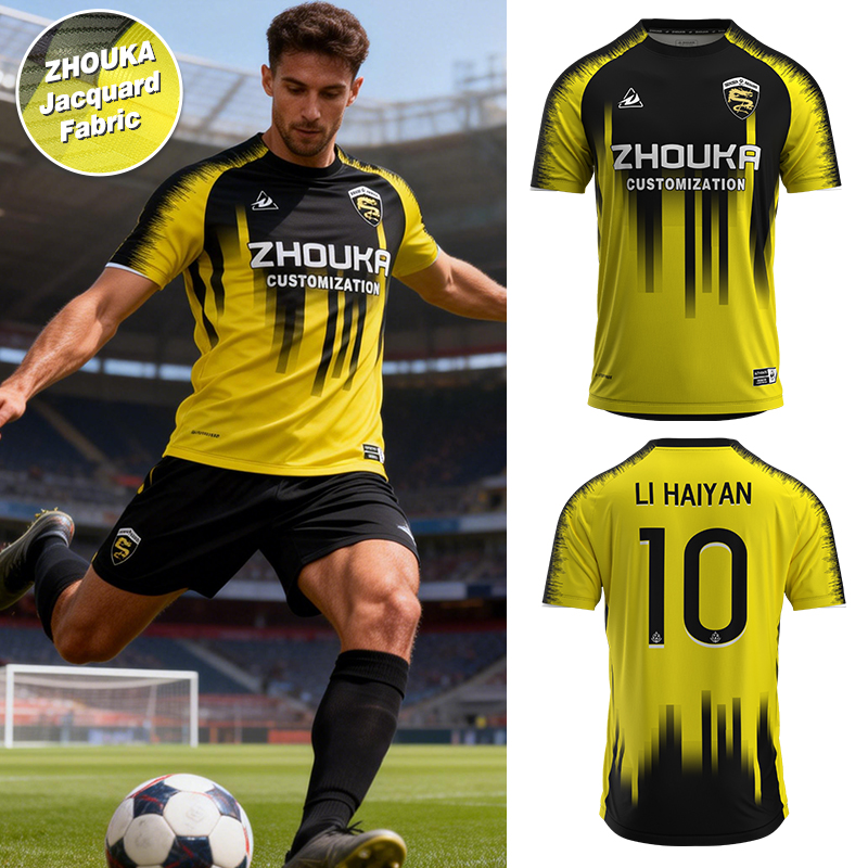 Factory Direct High Quality Polyester Jacquard Soccer Jersey Custom Sublimation Football Shirt Team Uniform Professional Match