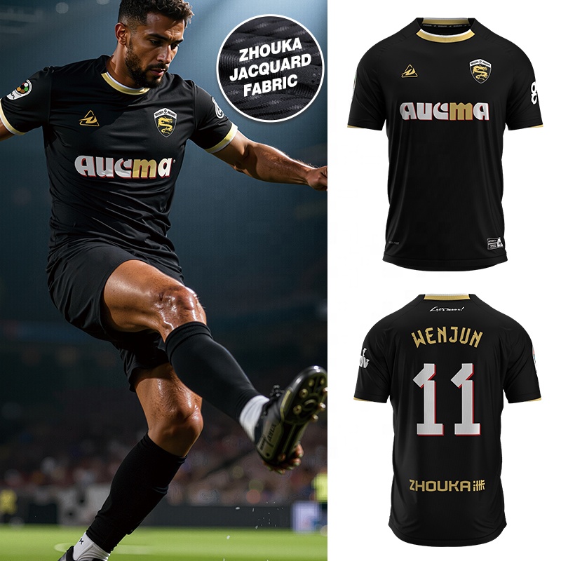 OEM Custom Jacquard Polyester Soccer Jersey Breathable Quick