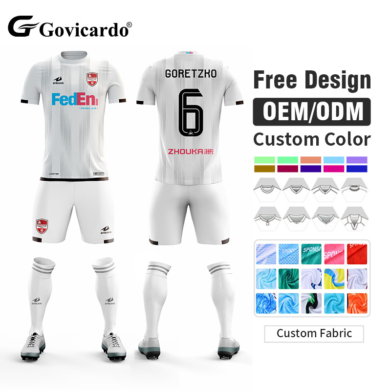 ODM Custom 100% Polyester Mens Soccer Uniform Full Set Lightweight Breathable Quick Dry Moisture Wicking Football Jersey for Men