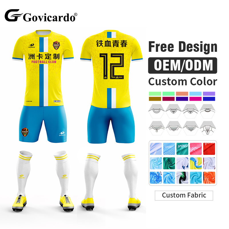 OEM Manufacturer Soccer Wear Sublimation Print Custom Soccer Uniform Set Professional Durable Polyester Football Jersey for Men