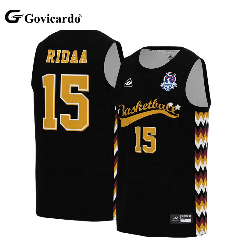Custom Design Sublimation Breathable Vintage Basketball Vest Singlet Embroidery Mesh  Black Basketball Jerseys Uniform Shirts