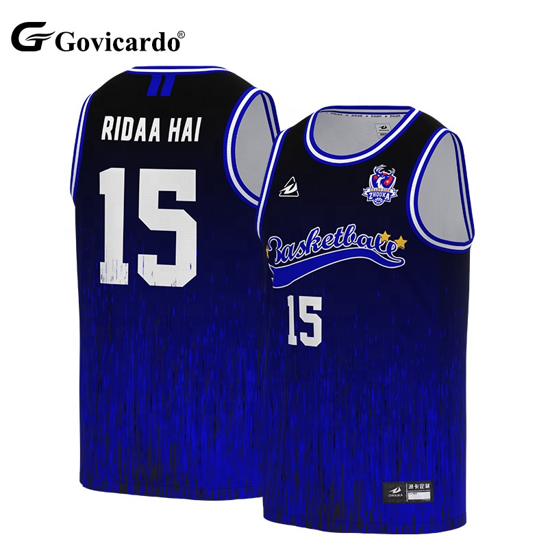 Design Your Own Basketball Wear Jersey Sublimation Reversible Youth Basketball Uniform Custom Breathable Blue Basketball Shirt