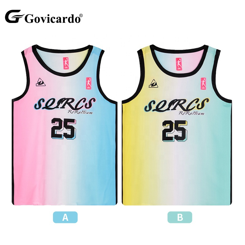 Custom Sublimation Reversible Basketball Jersey Shirt Double Side Sportswear Breathable Basketball Wear Uniforms Singlet for Men