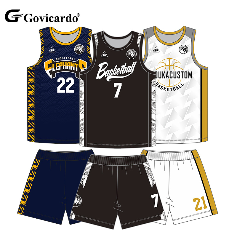 Custom Top Quality Sublimation Print Reversible Basketball Jersey Set Free Design Quick Dry Breathable Basketball Uniforms Shirt