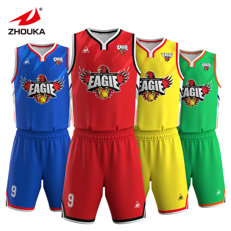 Custom 100% Polyester Quick Dry Breathable Sublimation Kids Basketball Jersey Uniform Set Plus Size for Boys Age Group Children