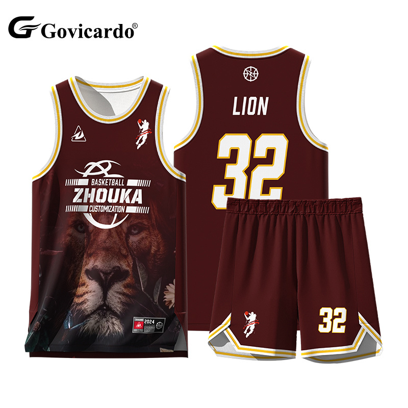 Custom 100% Polyester Reversible Sublimated Adult Basketball Jersey Sets Breathable Loose Plus Size Men's Basketball Uniform