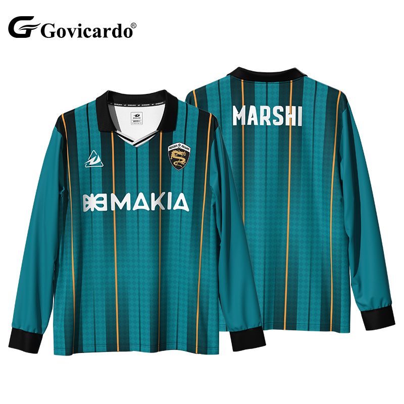 Custom Striped Design Long Sleeve Streetwear Jersey Sublimation Soccer Wear Jersey  Shirt Vintage Retro Football Jersey