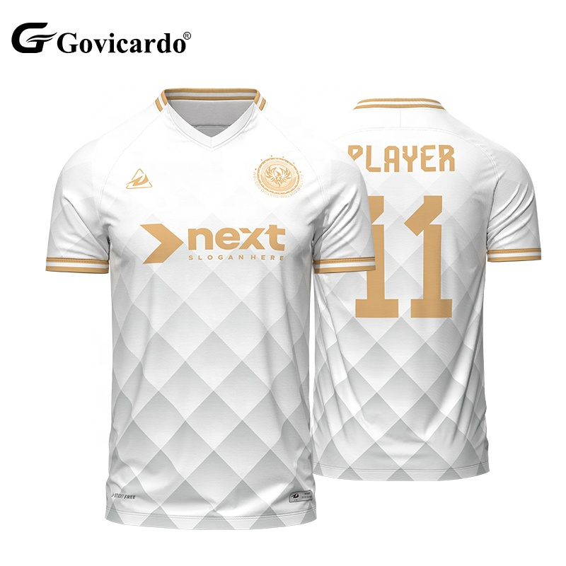 Oem High Quality V Neck Design Embroidered Football Jersey T