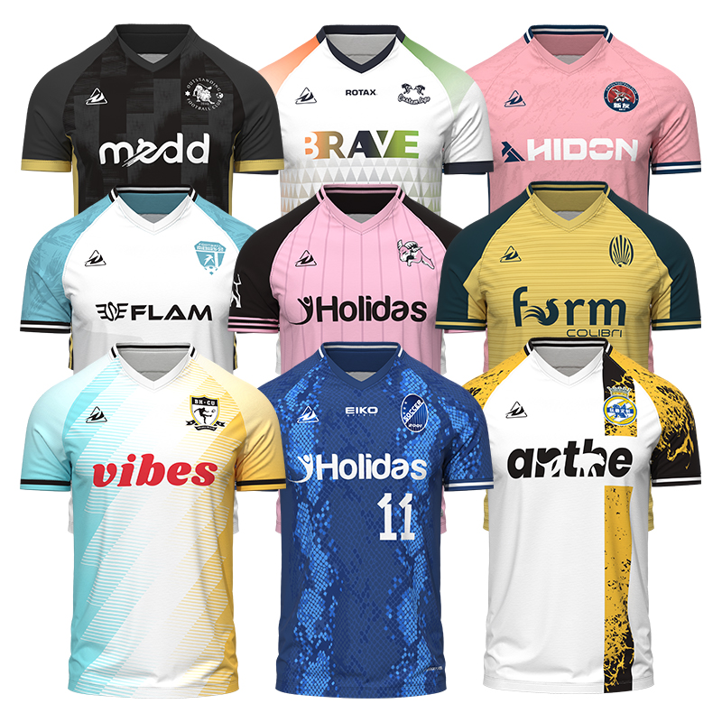 Wholesale Custom Digital Print V-Neck Soccer Jersey Breathable Polyester Football Uniform with Logo Custom Team Wear