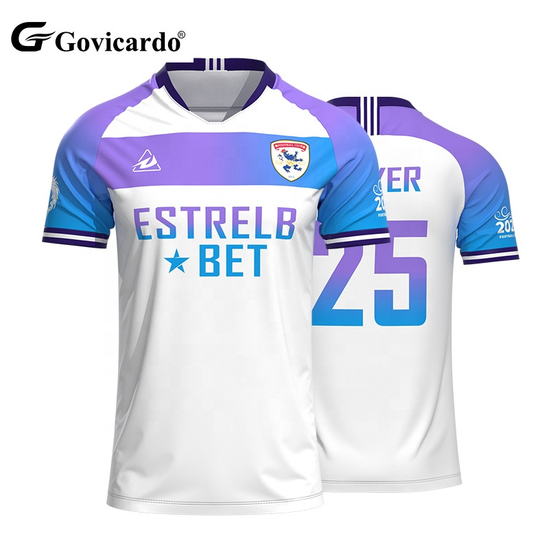 High Quality Jacquard Fabric Soccer Jersey Custom Design Quick Dry Club Retro Uniforms Sublimation Football Shirt