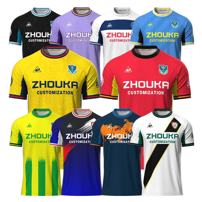 Top Quality Jacquard Fabric Sublimation Soccer Jersey Shirt for Men Custom Breathable Soccer Team Uniform Football T Shirts
