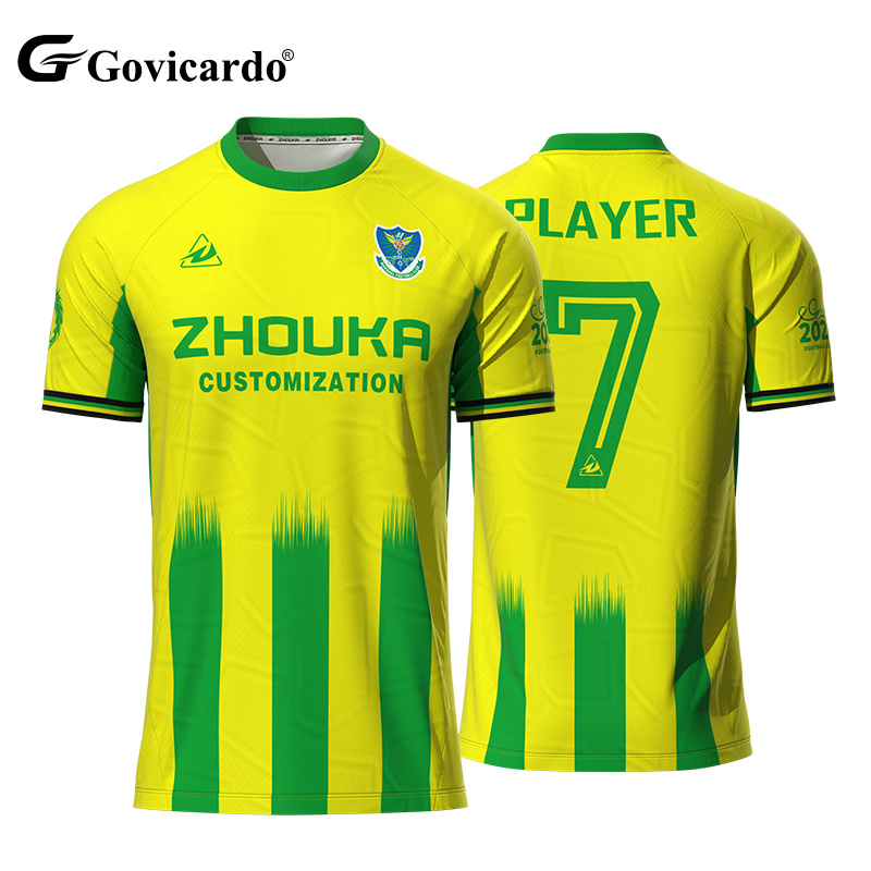 Wholesale High Quality Jacquard Fabric Soccer Jerseys Football T-shirt Sublimation Jersey Uniform Shirt for Men OEM Service
