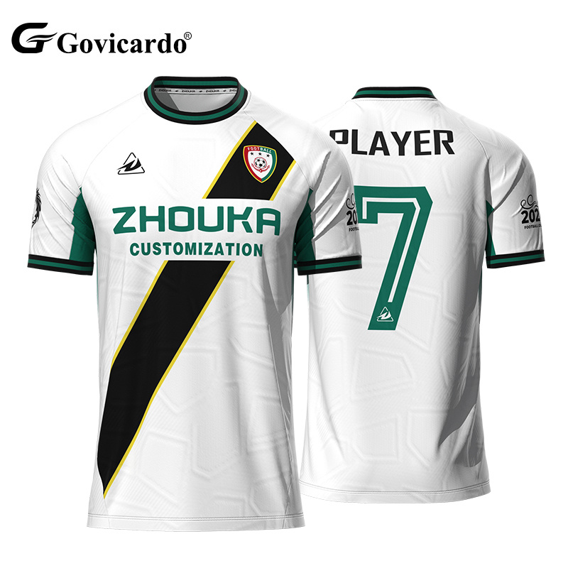 Custom Jacquard Fabric Embroidery Logo Breathable Football T-shirts Sublimation  Soccer Team Club Uniform Soccer Jersey Shirt
