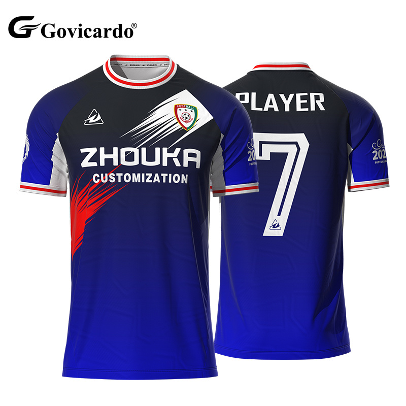 Custom Top Quality Jacquard Fabric Soccer Shirts Soccer Jersey Football Uniforms Futbol Club Team Jerseys Men's Football Shirt