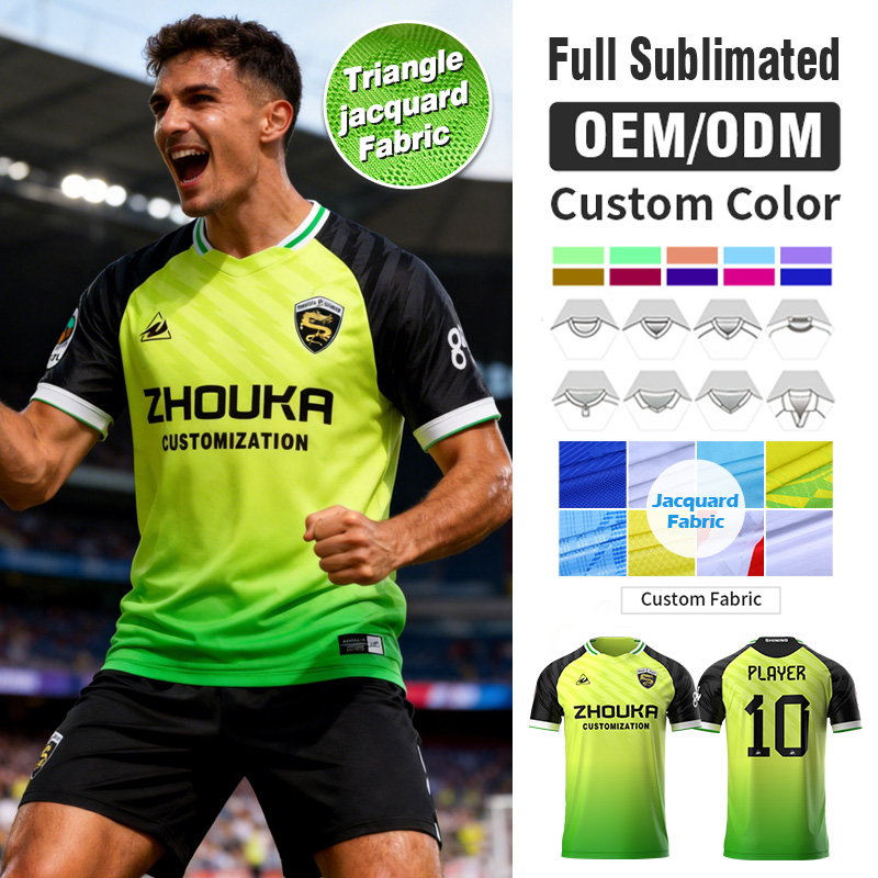 High Quality OEM Custom Jacquard Sublimation Soccer Jersey T