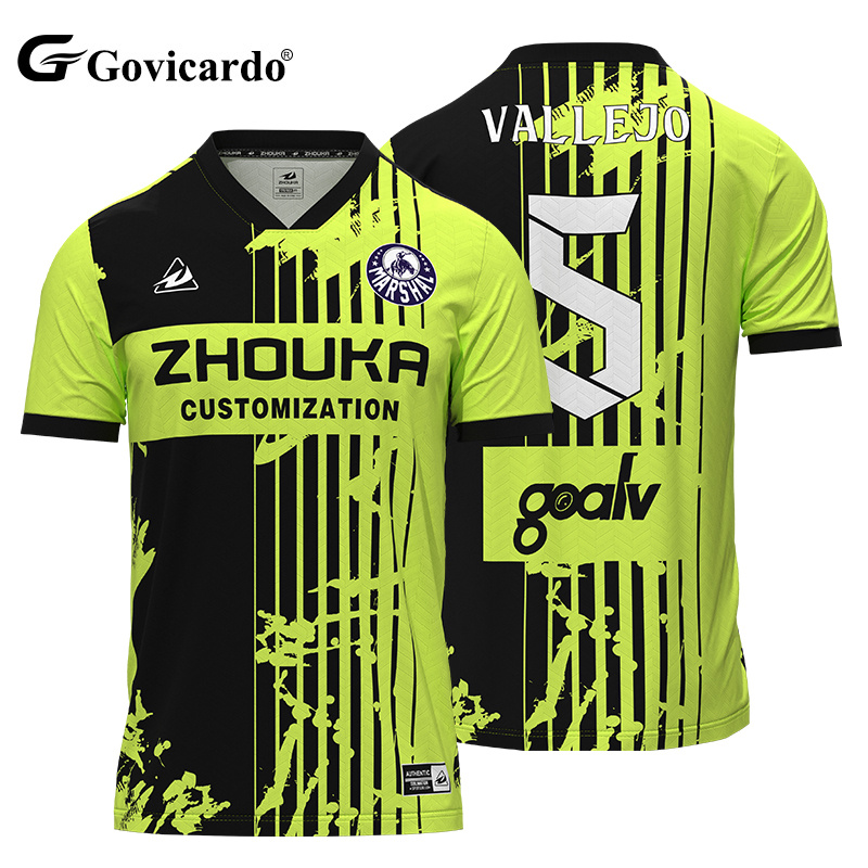 OEM Custom Lightweight Jacquard Polyester Soccer Jersey Breathable Soccer Wear Team Uniform Sublimation Print Football Shirt