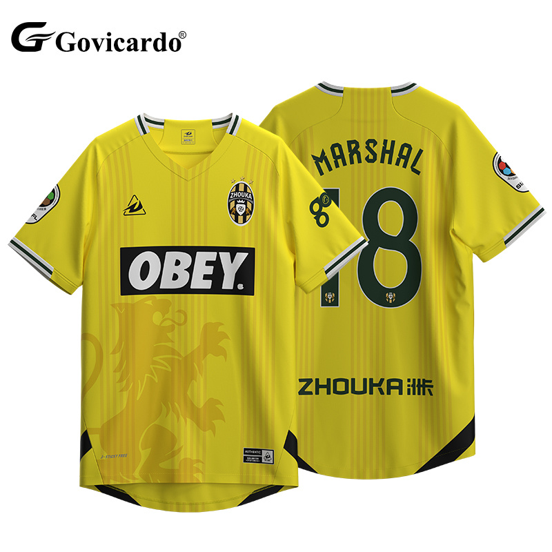 OEM Custom High-Performance Lightweight Men's Soccer Jersey Breathable Jacquard Football T-Shirt with Sublimation Team Wear