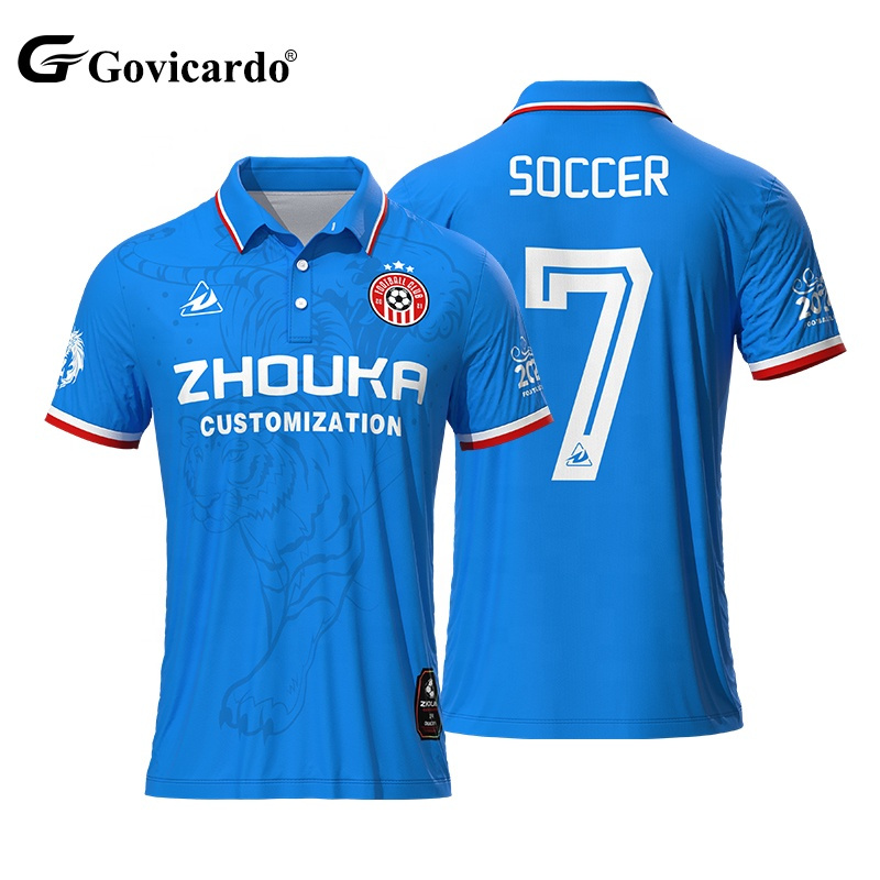 Low MOQ Custom Design Logo Pattern Youth Team Soccer Jersey Wear Sublimation Classic Comfortable Polo Football Shirt for Men