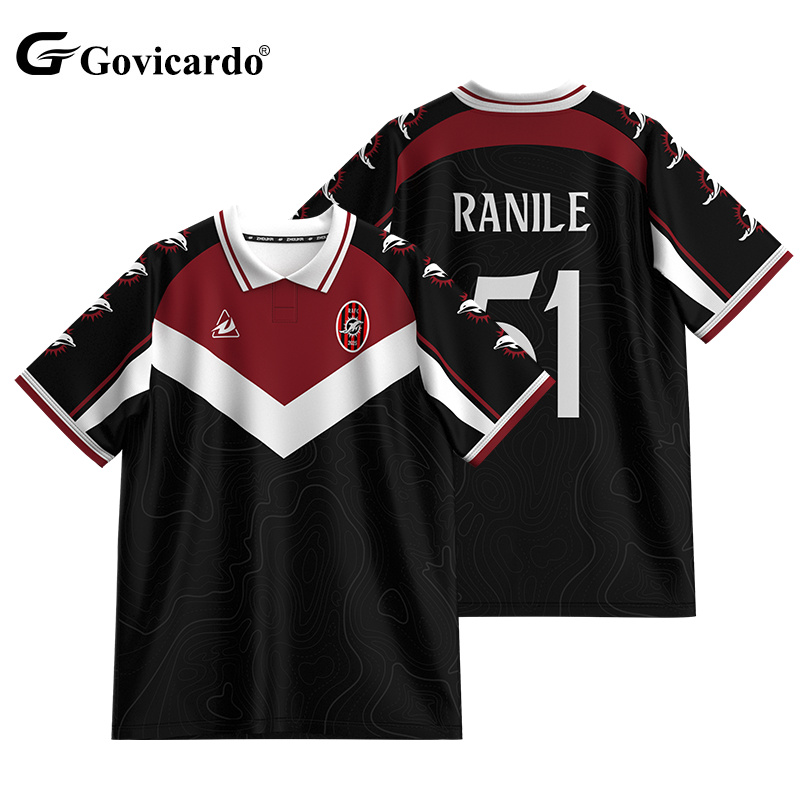 OEM Custom Classic Retro Soccer Polos High Quality Vintage Streetwear Football Jersey with Embroidered Logo and Letter Print