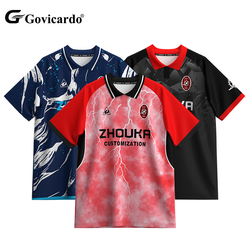 OEM Custom Lightweight Polyester Soccer Polo Jersey Breathab