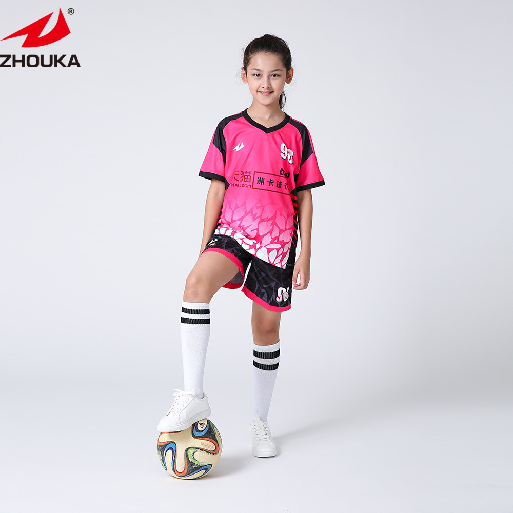 Soccer Wear for Girls Children Sublimation Custom Breathable Quick Drying Football Team Uniform Youth Kids Soccer Jersey Set