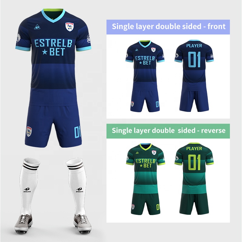 Professional Customized Breathable Sublimated Team Football Jerseys Uniforms Wholesale Reversible Men Soccer Jersey Full Set