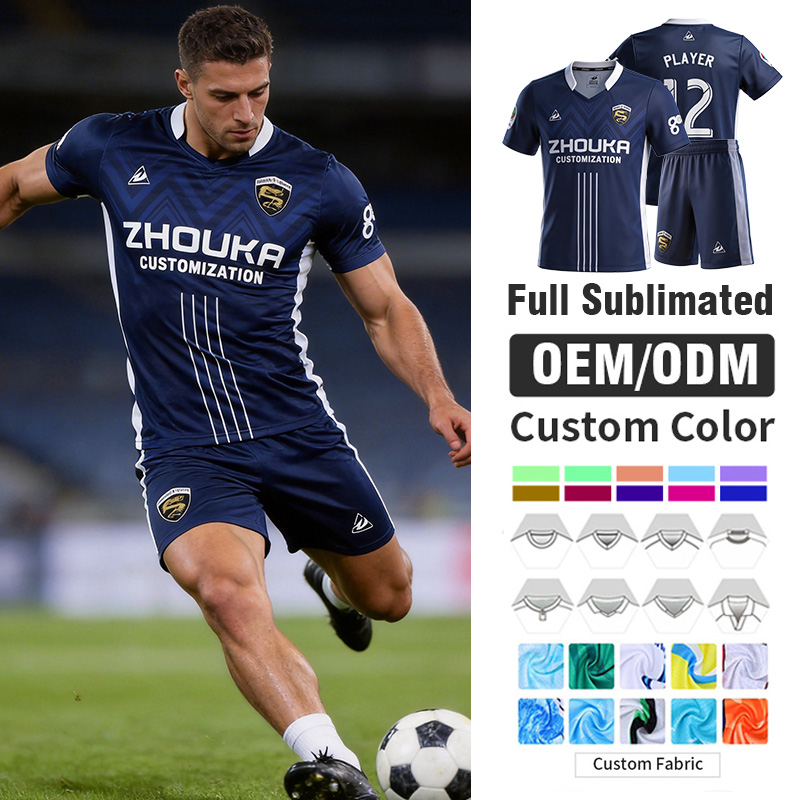 OEM Custom Sublimation Soccer Jersey Sports Team Uniform Set 100% Polyester Breathable Quick Dry Football Match Jersey for Men