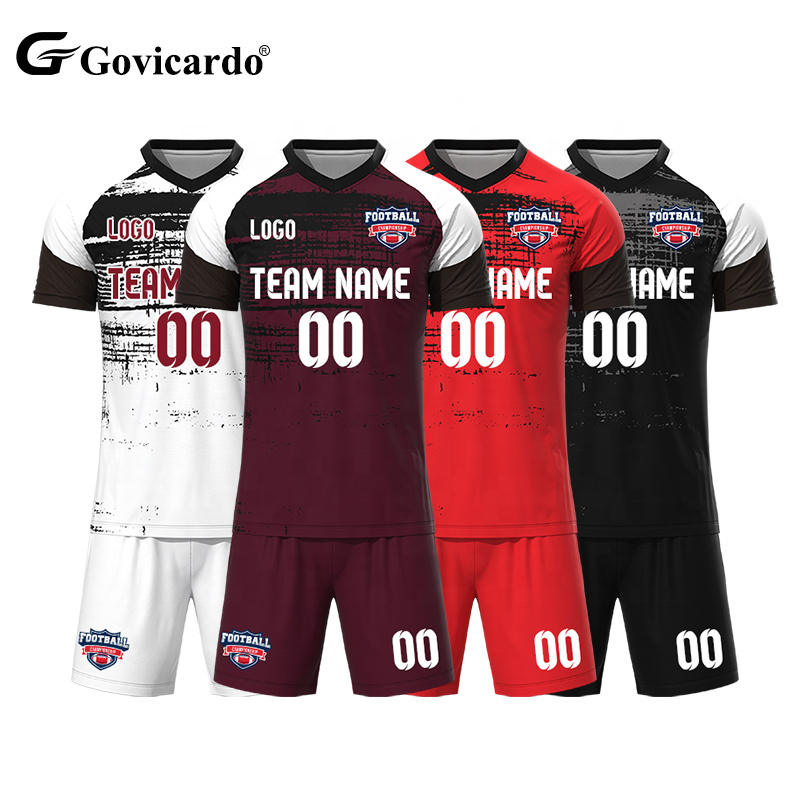 Custom Breathable Sublimation Printed Soccer Jersey Design Patterns Team Logo Sublimated Soccer Wear Uniform Football Teams Kits