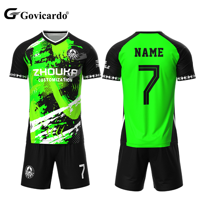 Quick-Dry Breathable Short-Sleeved Soccer Jersey Custom Printed Sublimation Team Sport Wear for Men Soccer Football Shirt