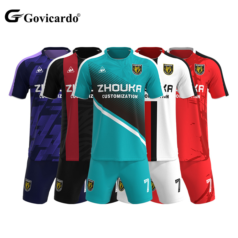 Jacquard Fabric Retro Style Soccer Jersey Full Set Custom Di