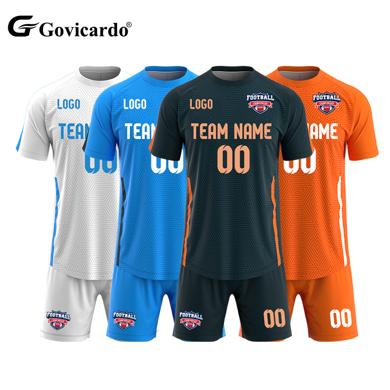 OEM Service Custom Team Club Logo Pattern Soccer Jersey Uniform Sets Quick Dry Training Breathable Football Jersey Wear for Men