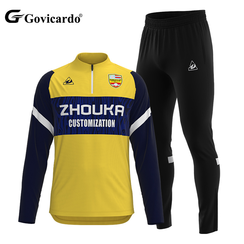 OEM 100% Polyester Men's Soccer Pullover Jacket Custom Subli