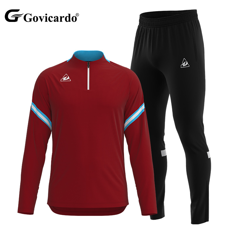 Custom 1/4 Zipper Breathable Training Tracksuit Soccer Basketball Football Warm Jacket Suit with Sublimation Design Set Style