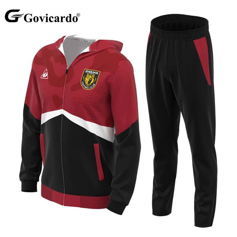 Custom Polyester Printing Logo Football Jacket Set Adult Tra