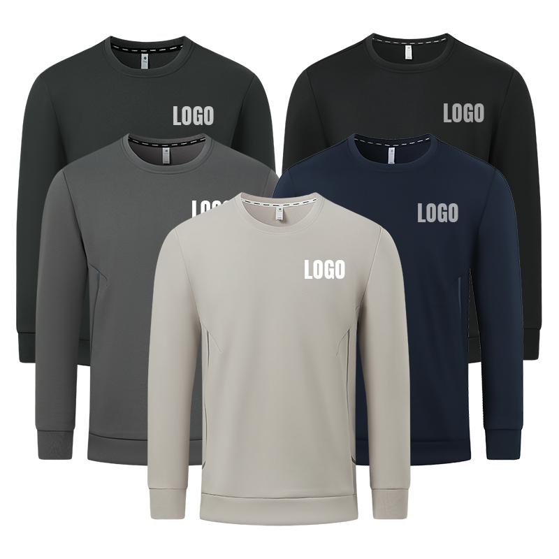 Men's Casual Plus Size Polyester Crewneck Pullover Sweatshirts with Custom Logo Print Winter Casual Tracksuit Digital Printing