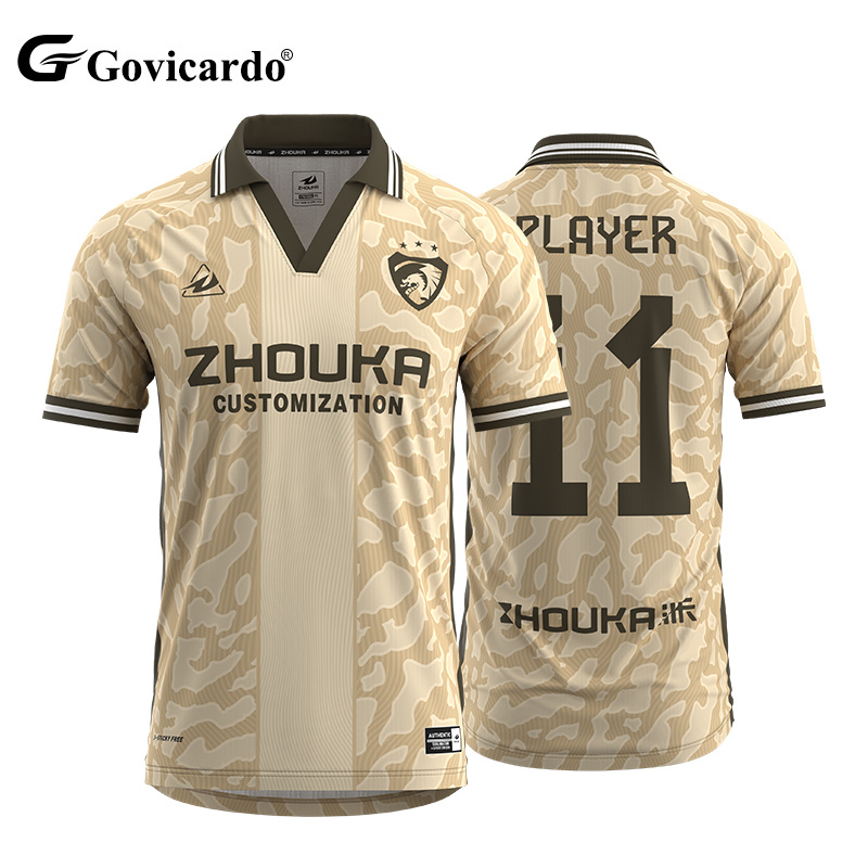 Wholesale Top Quality Breathable Retro Collar Soccer Jersey Custom Design Soccer Team Uniform Football Shirt for Men