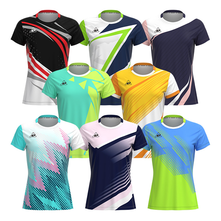 High Quality Free Design Badminton  Jersey Clothes Uniform Tshirts Sport Wear for Women