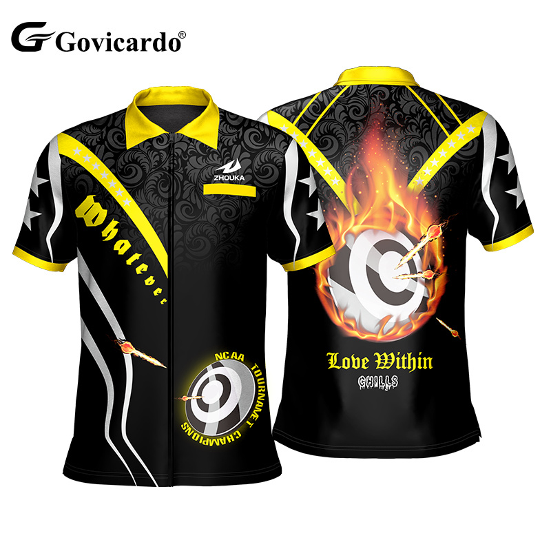 Wholesale Custom Personalised Sublimation Polo Dart Shirt Design Sportswear Quick Dry Breathable Full Zipper Dart Jersey Uniform