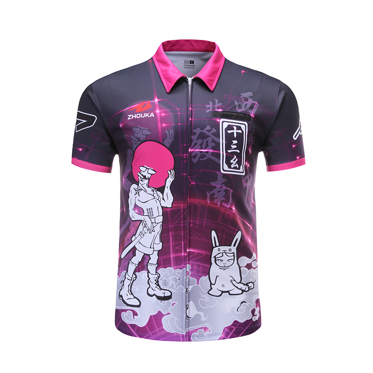 Customized Design Polo Style Dart Shirt Jersey With Pockets Zipper for Club Sublimation Dart Shirts