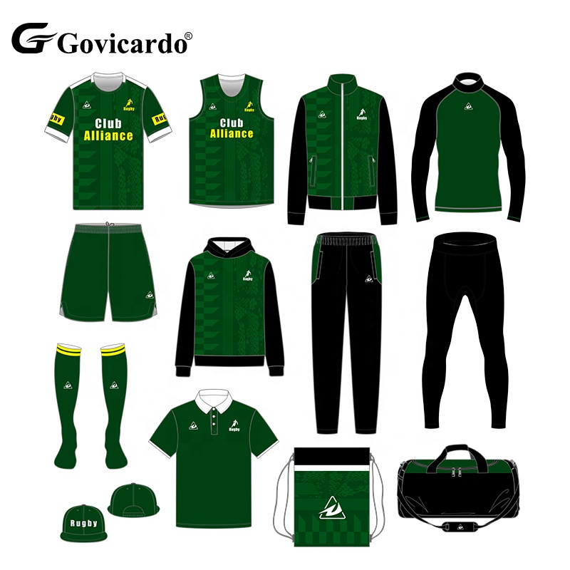 Custom Heavy Weight Professional Rugby Football Wear Uniform Set Customized Sublimation Rugby Jersey Polo Shirt Tops for Men