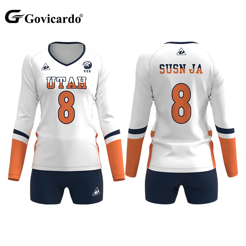 Custom Sublimation Long Sleeve Volleyball Jersey Suit for Women Printed Design Customized Uniforms Shirt for Girls
