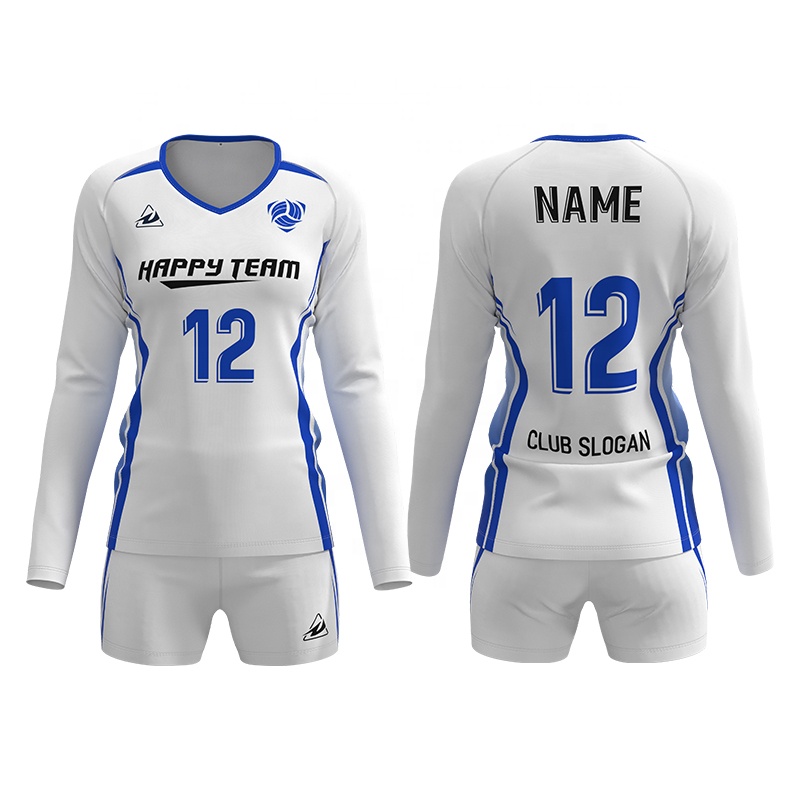 2024 Custom Printed Sublimation Long Sleeve Volleyball Jersey Set 100% Polyester Breathable Training Uniform for Girls