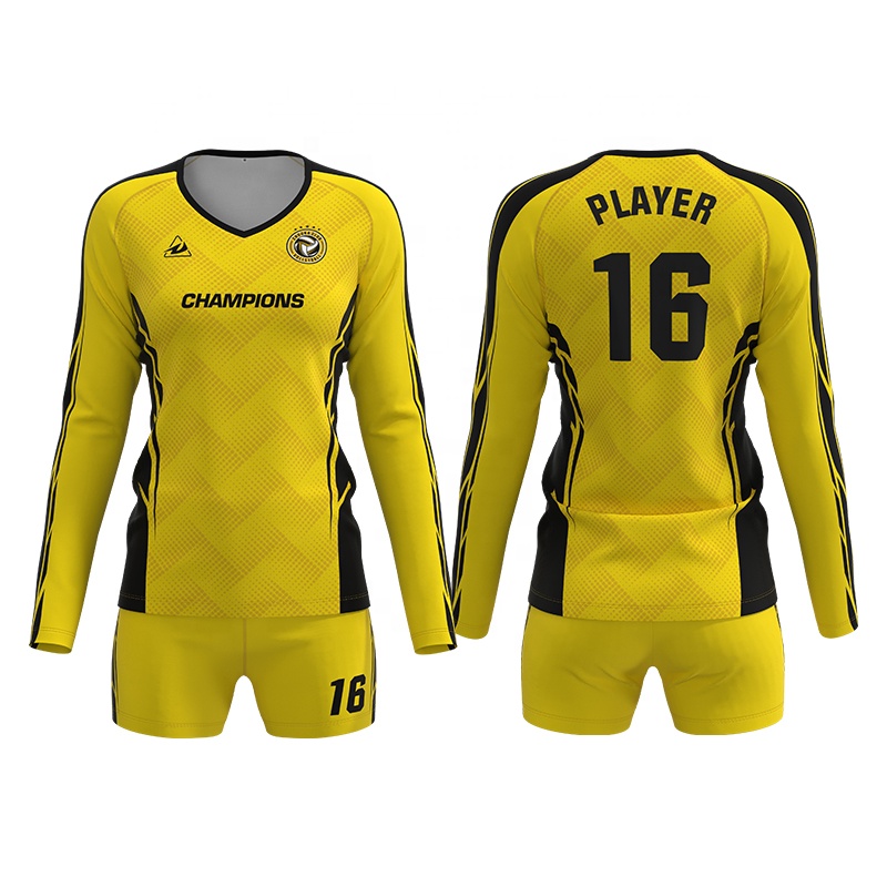 Design OEM  Personalization Custom Long Sleeves Beach Wear Volleyball Uniform Sublimation Pattern Logo Women Volleyball Jerssey