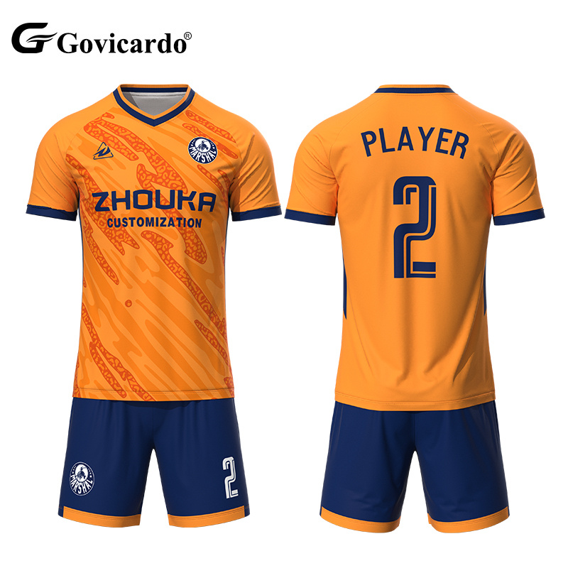 Custom Unisex V-Neck Soccer Jersey Football Kit New Design Sublimation Practice Shirts for Adults OEM Service