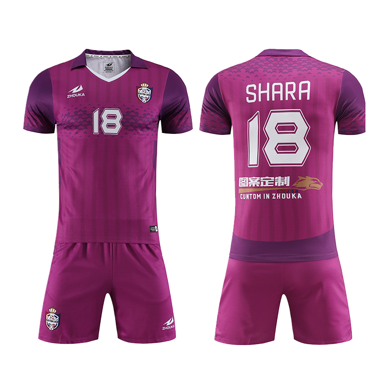 High Quality Custom Design Purple Soccer Jersey Set Polo Collar Sublimation Polyester Retro Digital Print Team Uniform