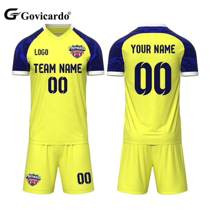 Top Quality Custom Player Team Logo Soccer Wear Sets 100% Polyester Sublimation Football Jersey Kits Sport Men Soccer Uniform